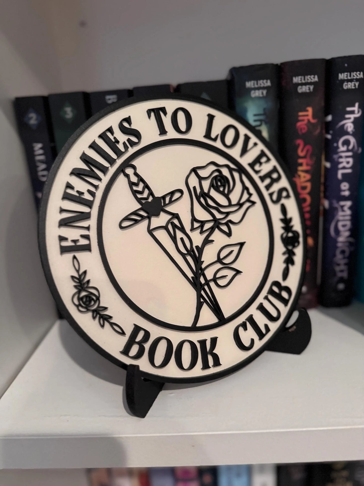 Enemies to Lovers book nook sign