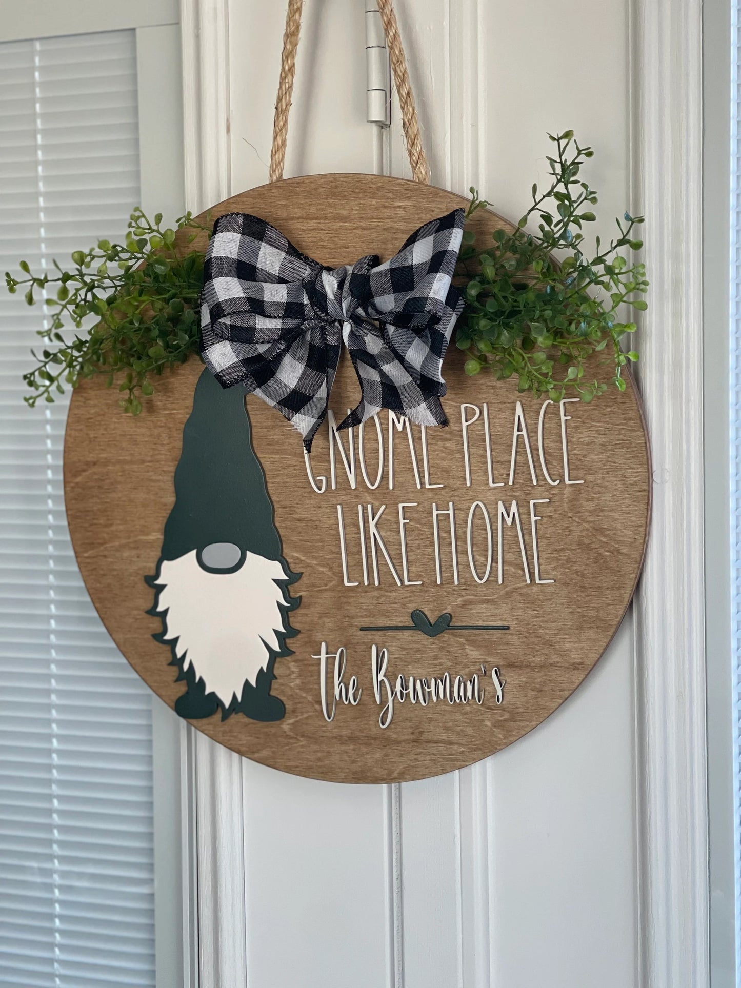 Gnome Place Like Home door hanger