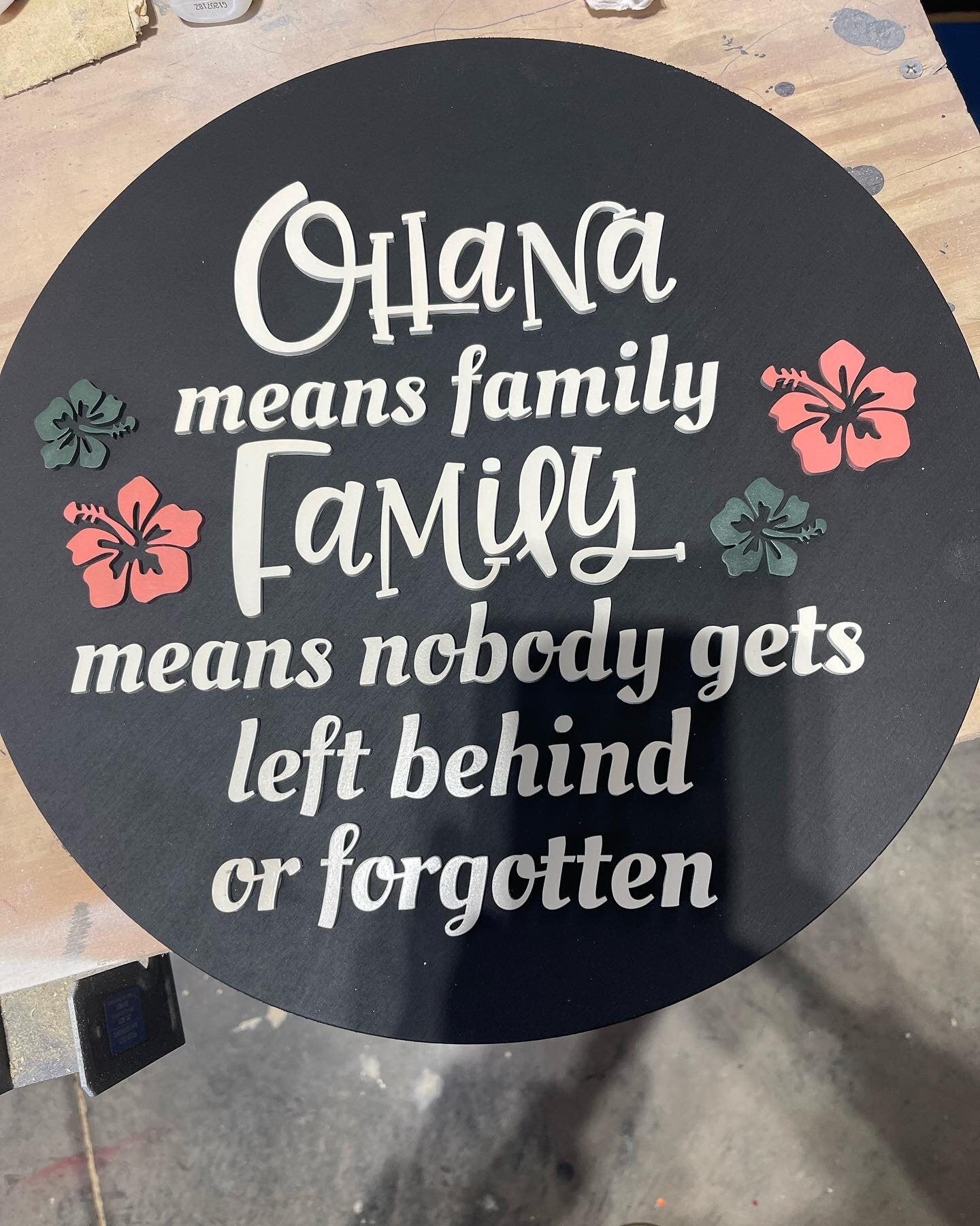 Ohana Means Family script sign
