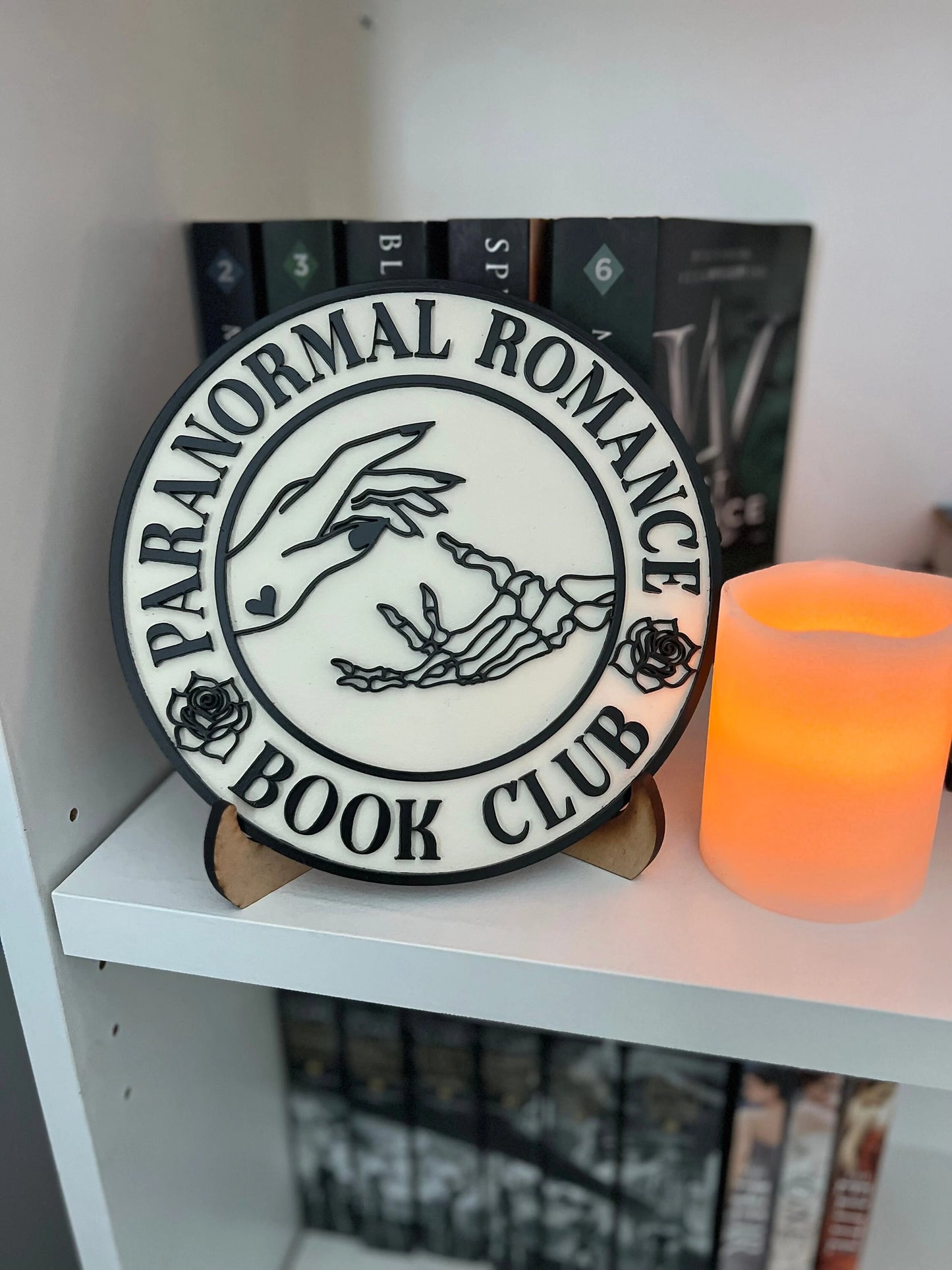 Paranormal Book club book shelf sign
