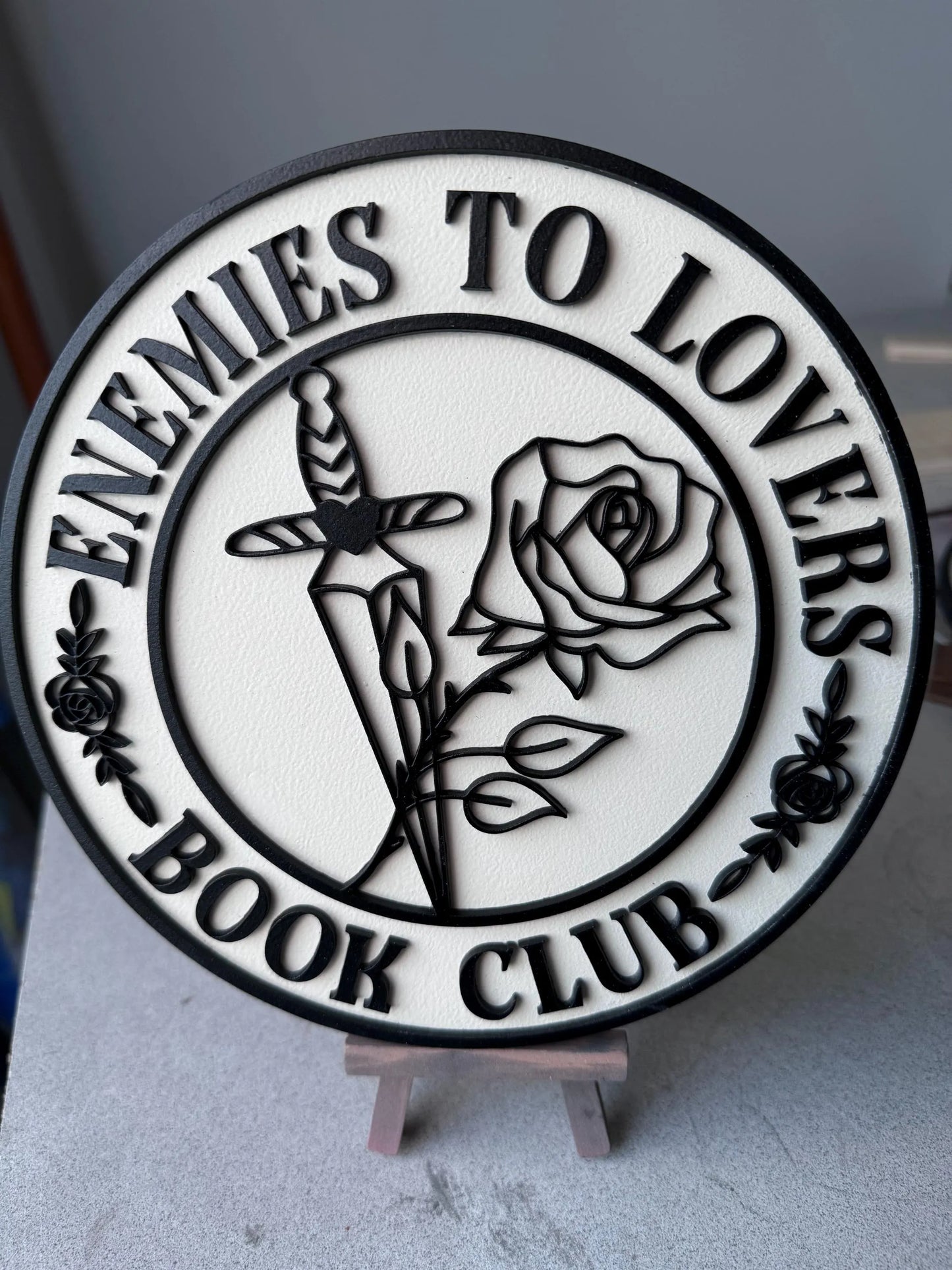 Enemies to Lovers book nook sign